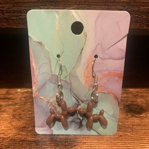 NEW HANDMADE BROWN BALLOON DOG EARRINGS